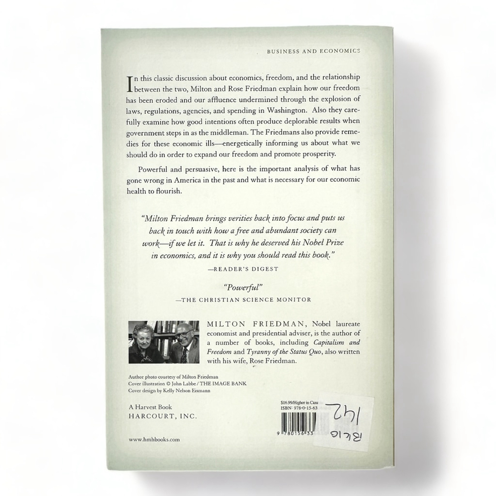 Free to Choose: A Personal Statement Milton Friedman Rose Paperback 1990 New - Picture 4 of 4
